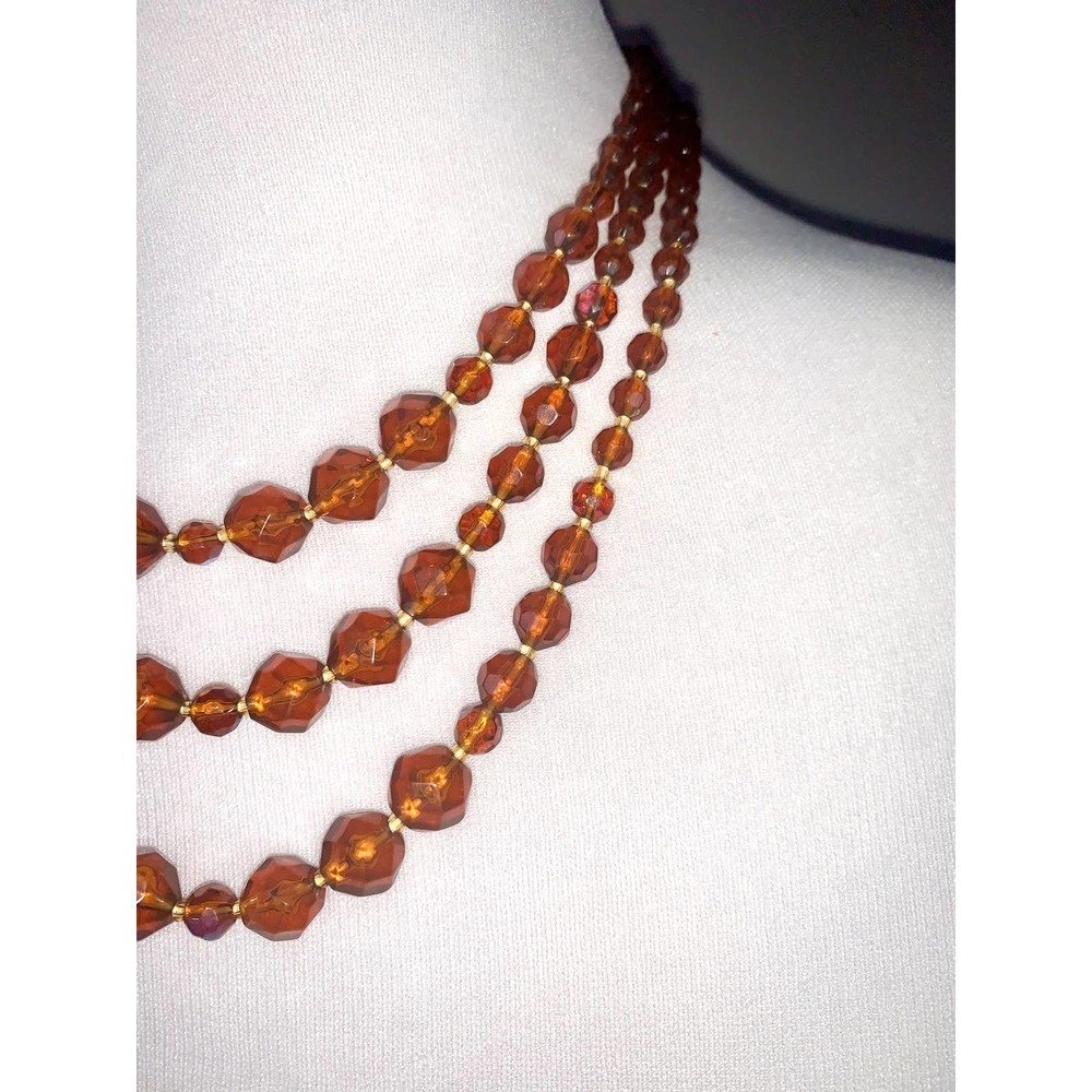 Vintage Robert Rose Multistrand Amber Beaded Statement Necklace EUC - Picture 5 of 9